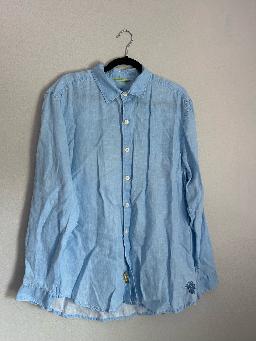 Tommy Bahama X Disney Pale Blue Linen Men's Button-Down Shirt